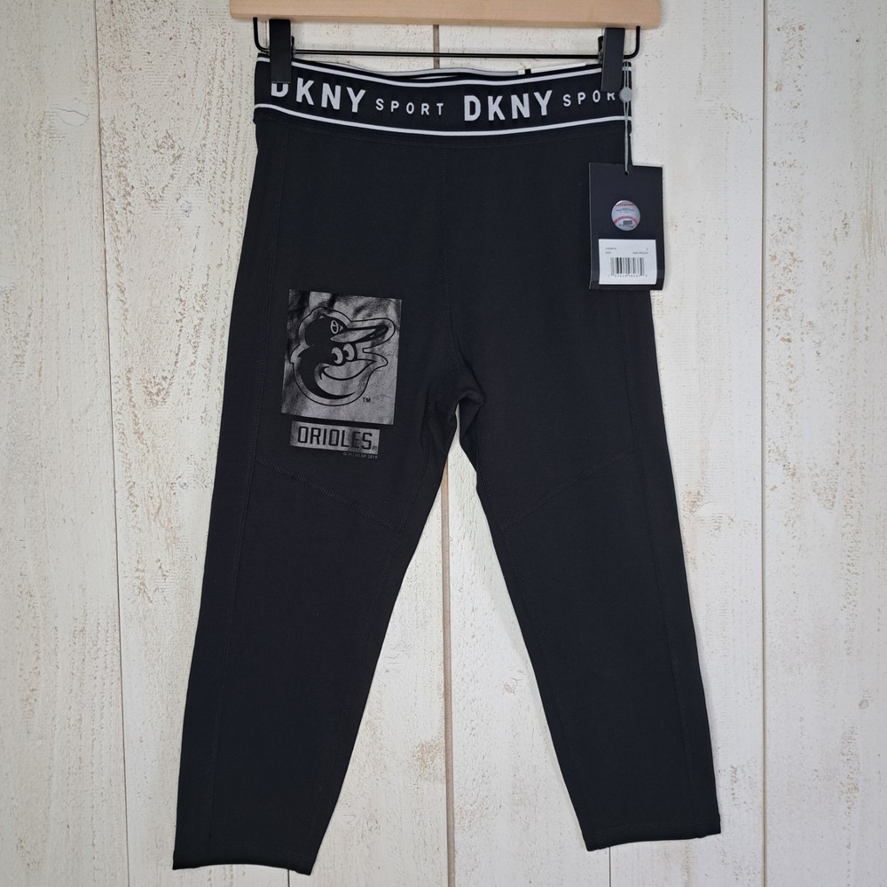 NWT Sporty Chic Streetwear MLB Baltimore Orioles Women's S 3/4 Leggings Black